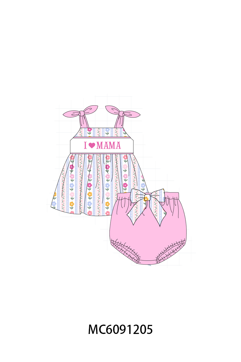 PO107 Pink&sage I love MAMA embroidery floral collection  ETA MARCH