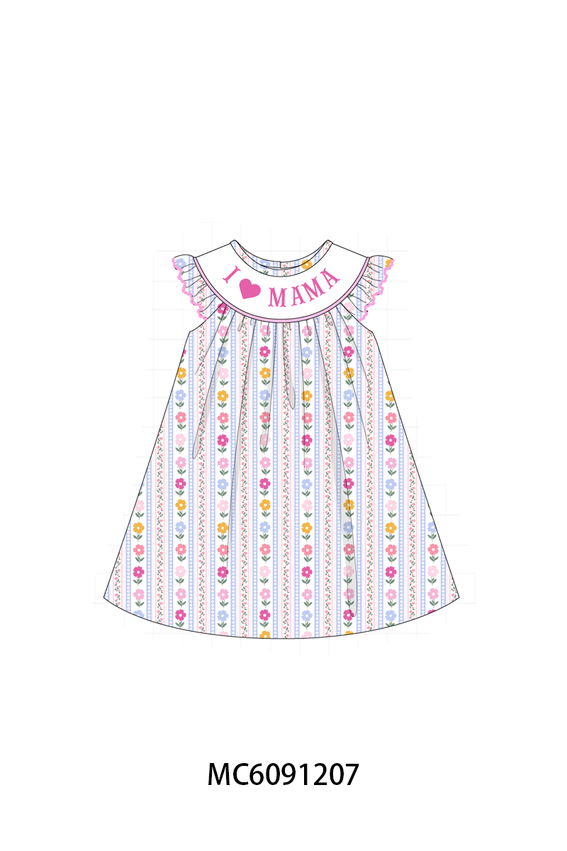 PO107 Pink&sage I love MAMA embroidery floral collection  ETA MARCH