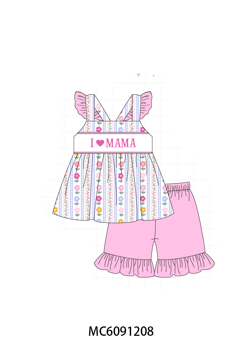 PO107 Pink&sage I love MAMA embroidery floral collection  ETA MARCH