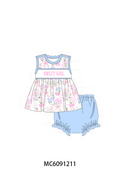 PO107 Blue&pink floral sweet girl embroidery collection  ETA MARCH