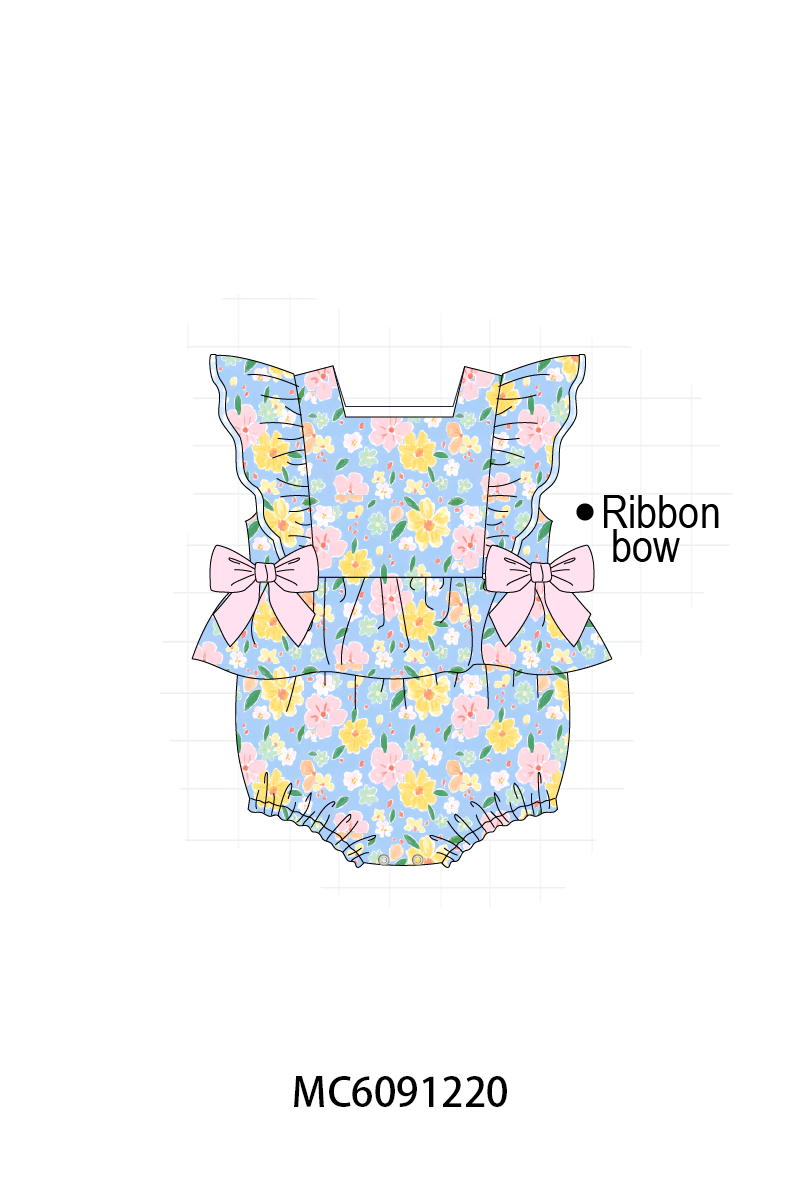 PO107 Blue floral bow gingham collection  ETA MARCH