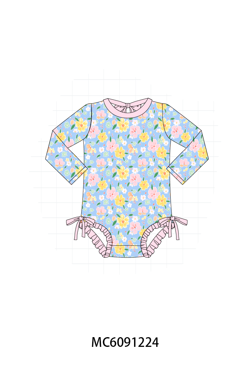 PO107 Blue floral bow gingham collection  ETA MARCH