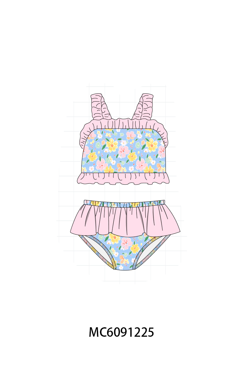 PO107 Blue floral bow gingham collection  ETA MARCH