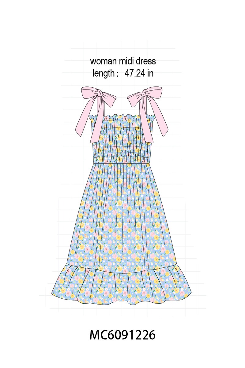 PO107 Blue floral bow gingham collection  ETA MARCH