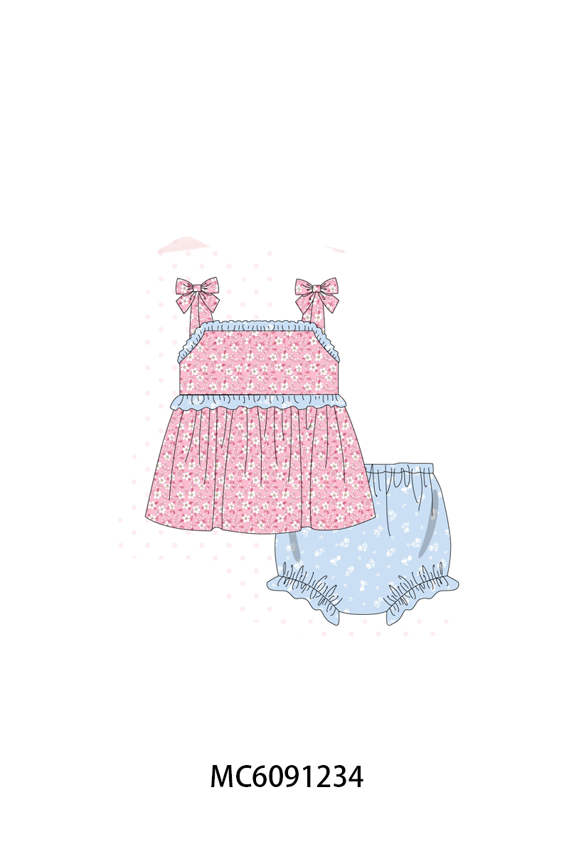 PO107 Pink flroal print ruffle collection  ETA MARCH