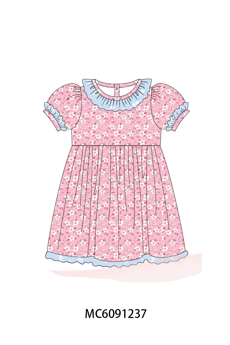 PO107 Pink flroal print ruffle collection  ETA MARCH
