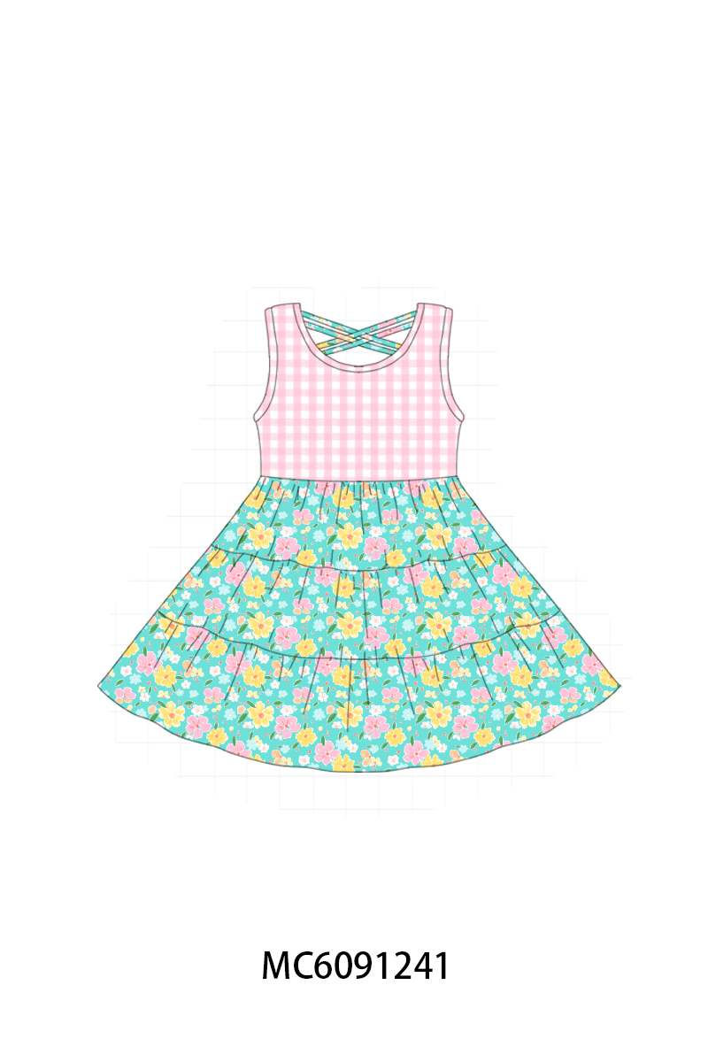 PO107 Green floral ruffle gingham collection  ETA MARCH