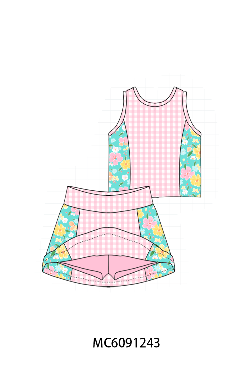 PO107 Green floral ruffle gingham collection  ETA MARCH