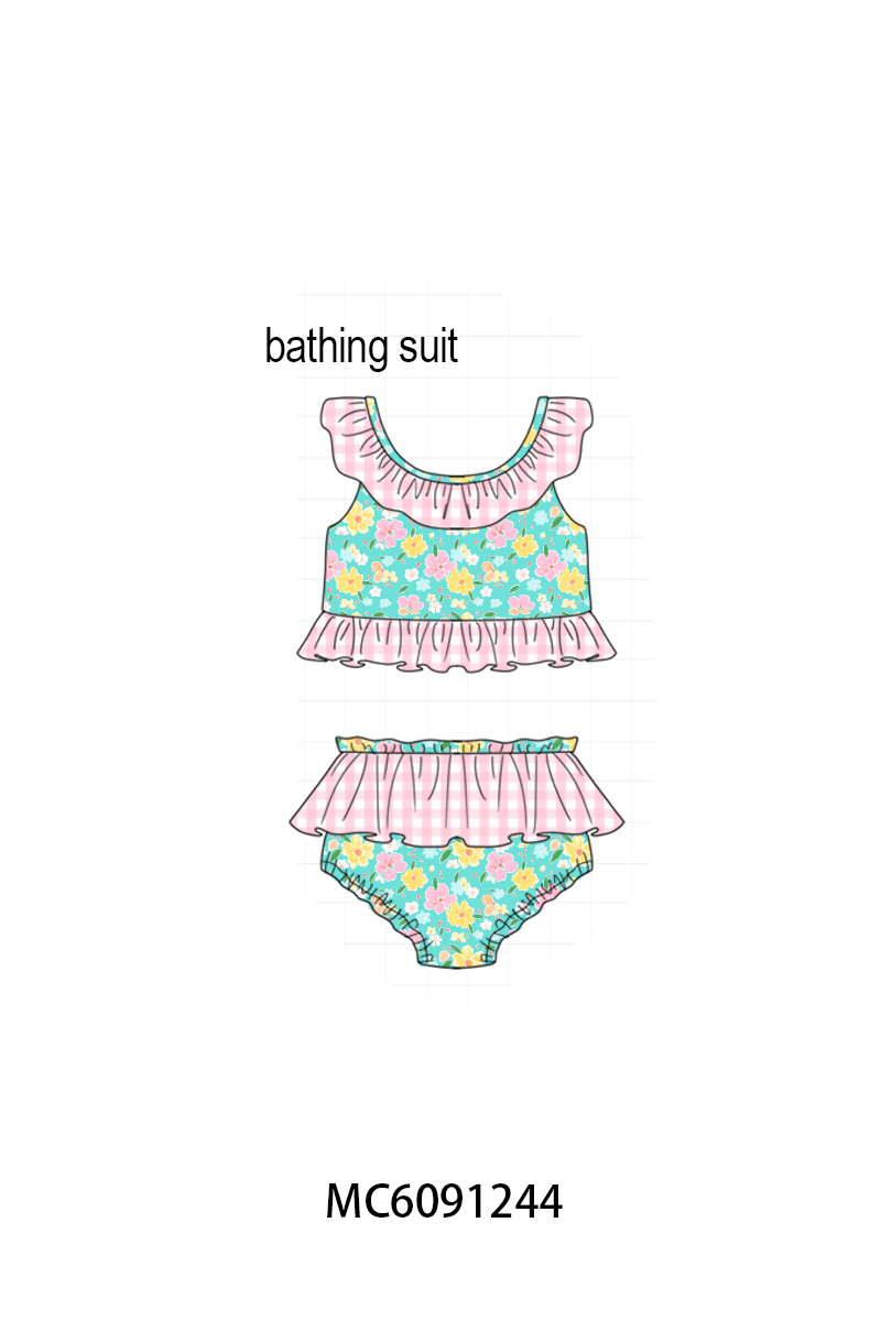 PO107 Green floral ruffle gingham collection  ETA MARCH