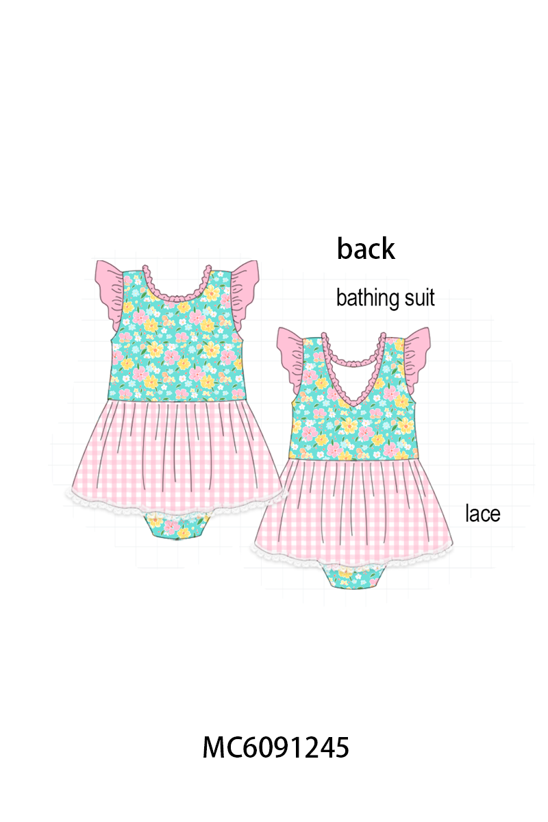 PO107 Green floral ruffle gingham collection  ETA MARCH