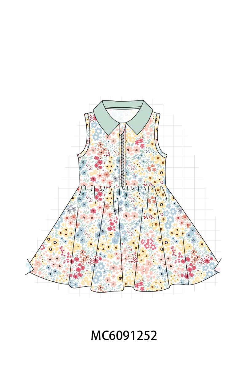 PO107 Multicolored bow floral camo zipper dress collection  ETA MARCH