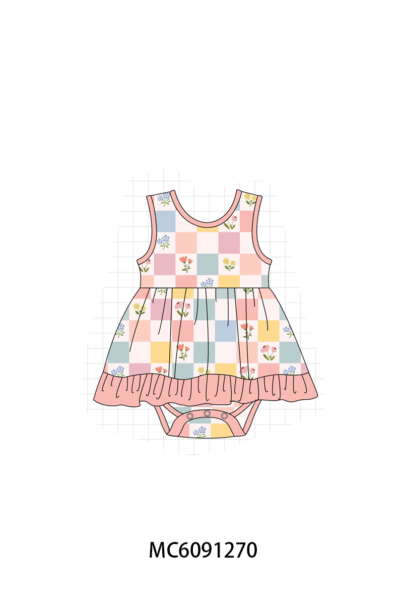 PO107 Coral checkered floral bamboo collection  ETA MARCH