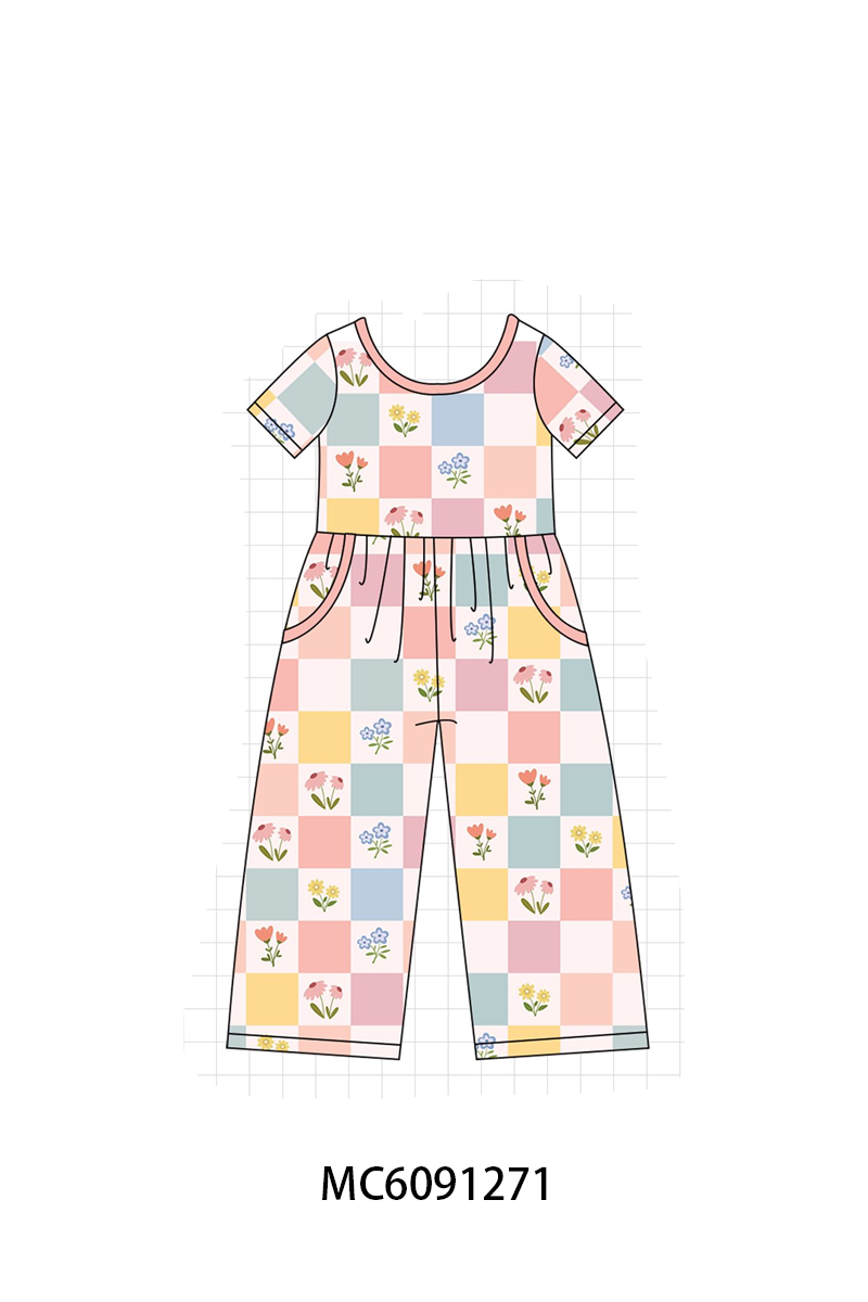 PO107 Coral checkered floral bamboo collection  ETA MARCH