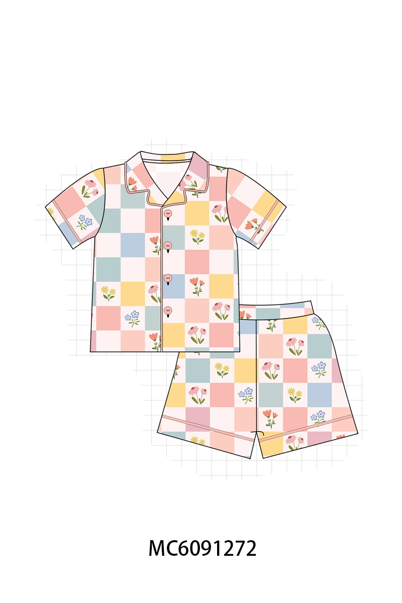 PO107 Coral checkered floral bamboo collection  ETA MARCH