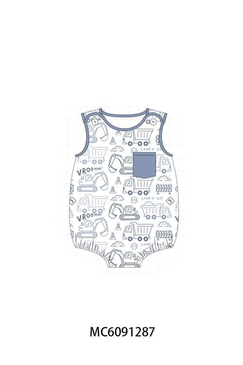 PO107 Blue construction vehicle print boy collection  ETA MARCH