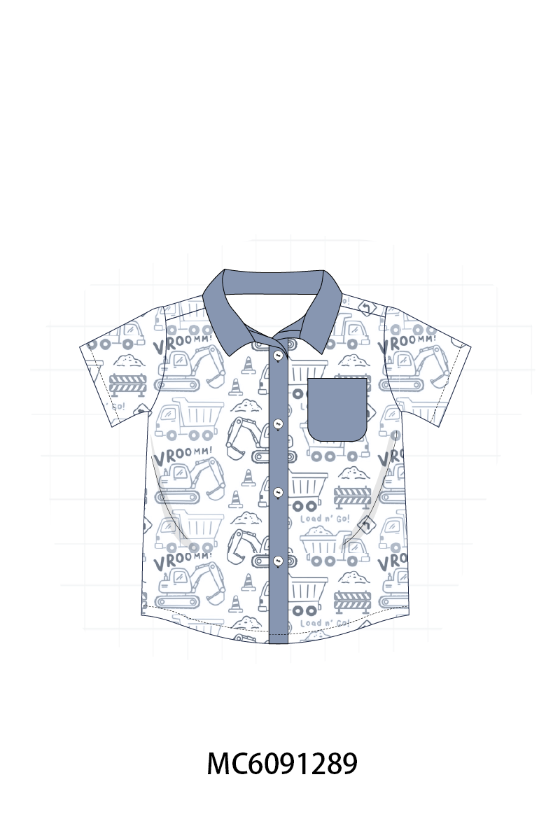PO107 Blue construction vehicle print boy collection  ETA MARCH