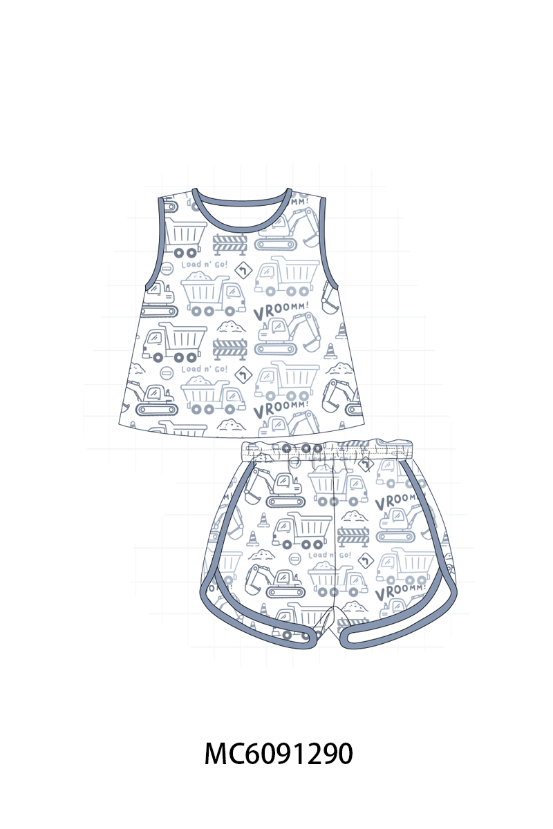 PO107 Blue construction vehicle print boy collection  ETA MARCH