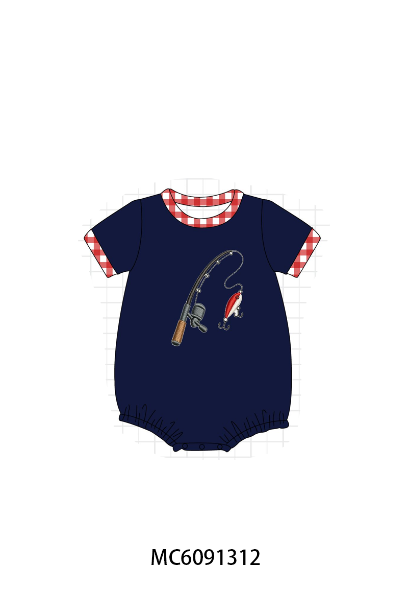 PO107 Pink&navy duck fishing embroidery collection  ETA MARCH