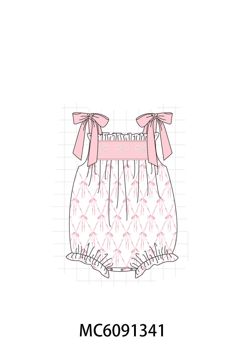 PO107 Pink bow embroidery ruffle collection  ETA MARCH