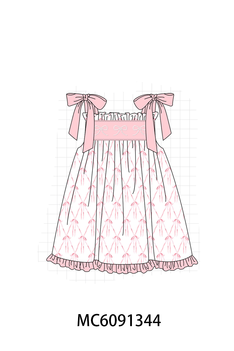 PO107 Pink bow embroidery ruffle collection  ETA MARCH