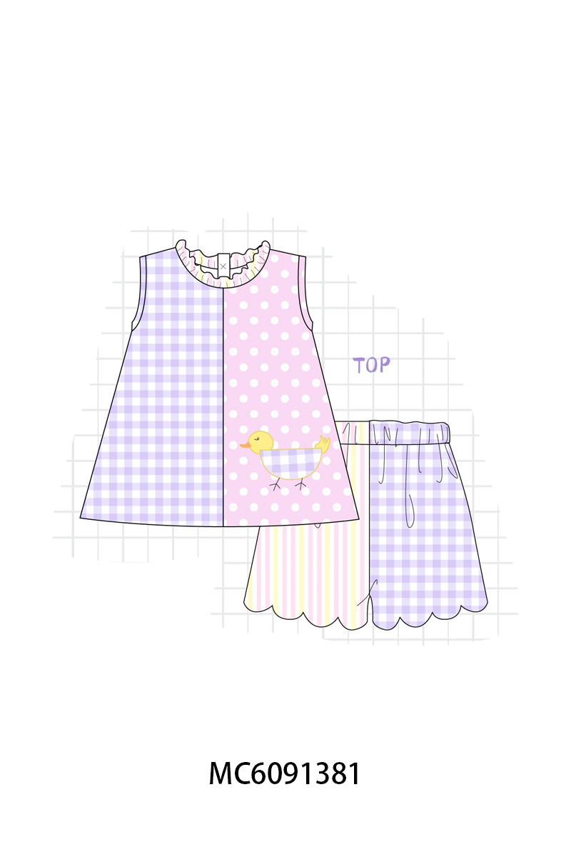 PO107 Purple&pink chick pocket applique collection  ETA MARCH