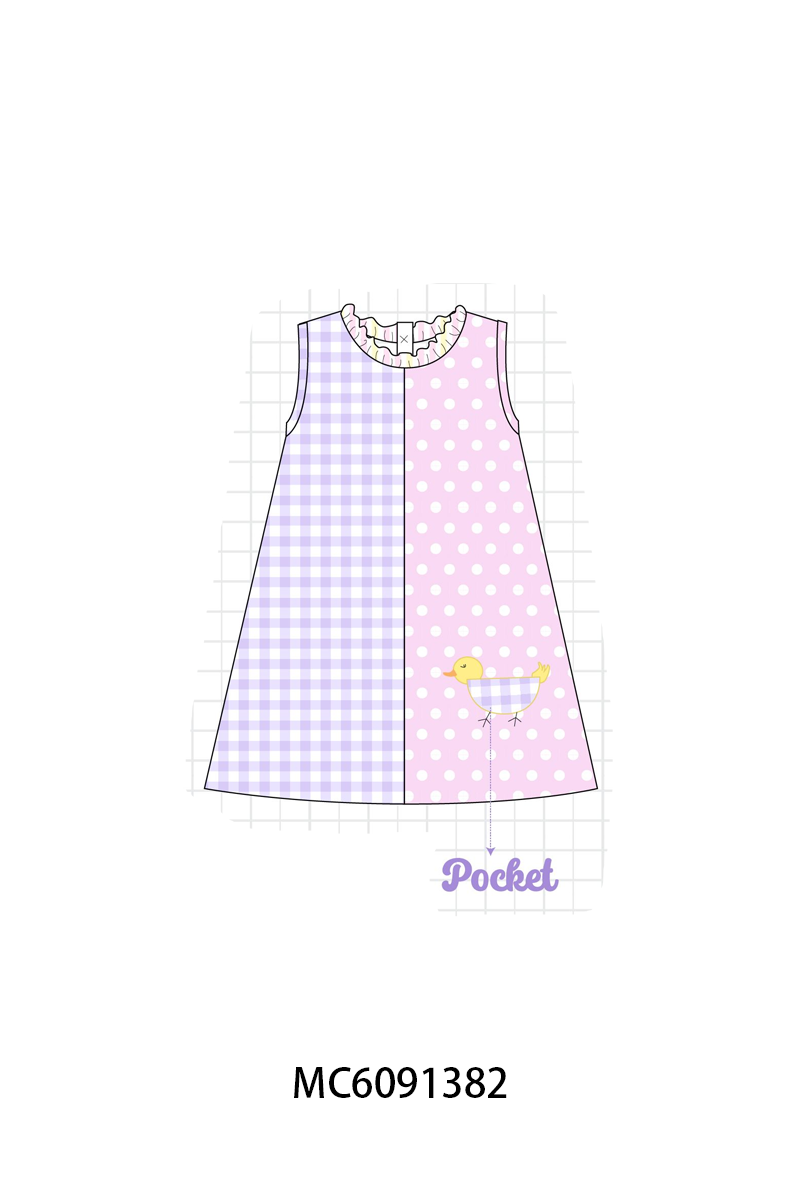 PO107 Purple&pink chick pocket applique collection  ETA MARCH