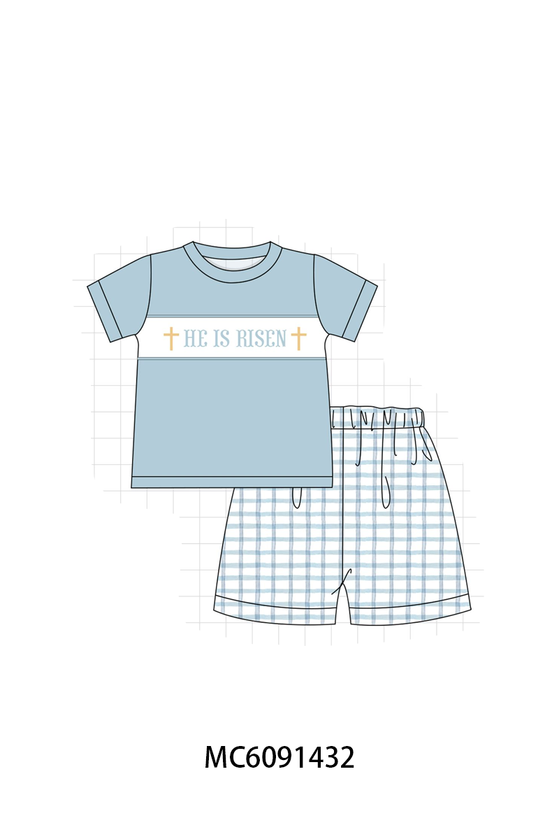 PO107 Pink&blue he is risen embroidery floral collection  ETA MARCH