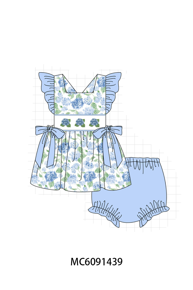 PO107 Blue floral print ruffle collection  ETA MARCH