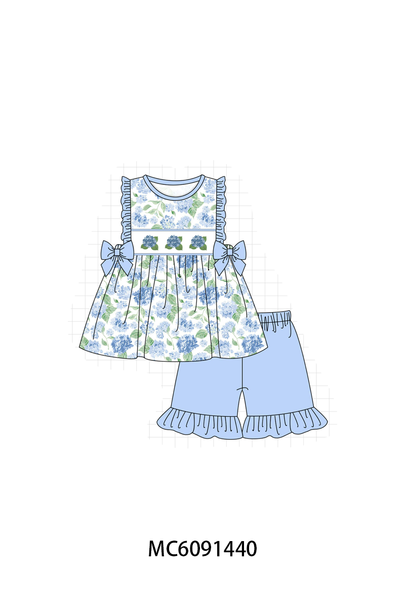 PO107 Blue floral print ruffle collection  ETA MARCH