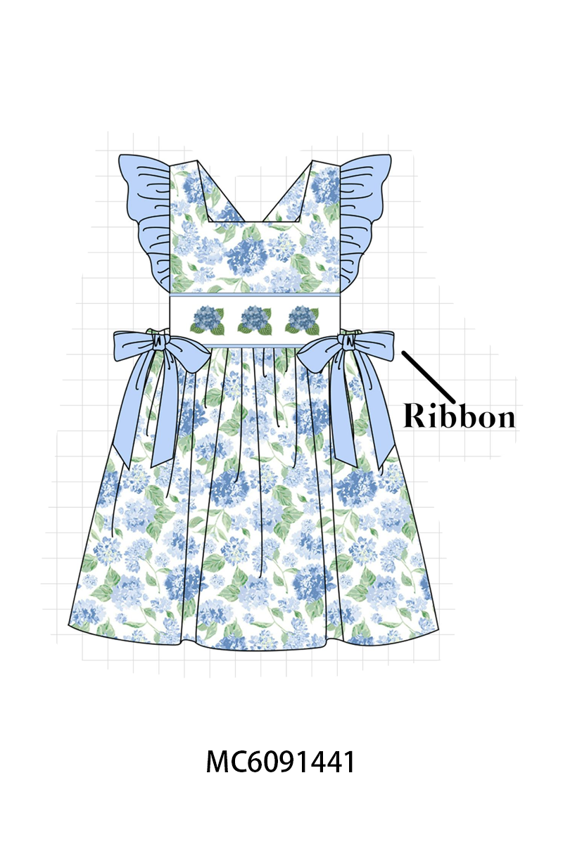 PO107 Blue floral print ruffle collection  ETA MARCH