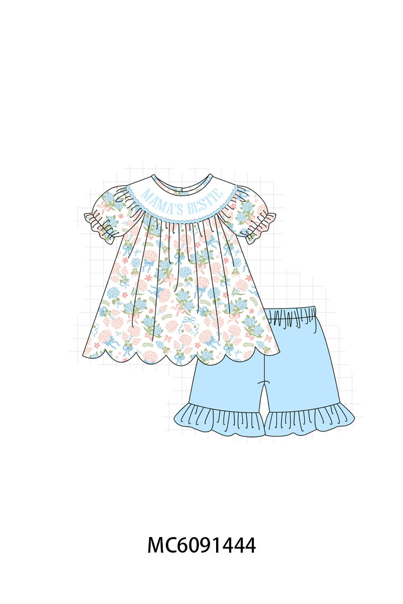 PO107 Pink&blue floral mama's bestle embroidery collection  ETA MARCH