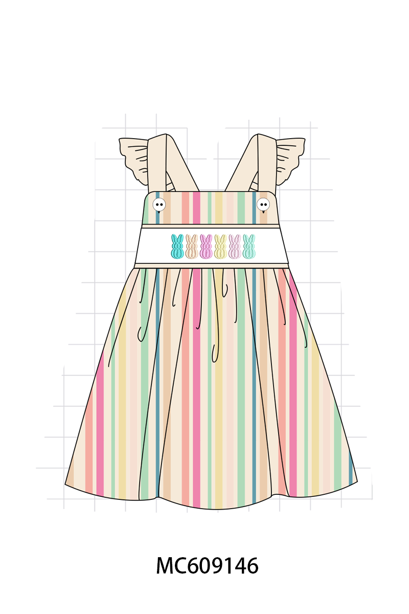 ETA MARCH 2026-po104 Multicolored stripe easter bunny embroidery collection