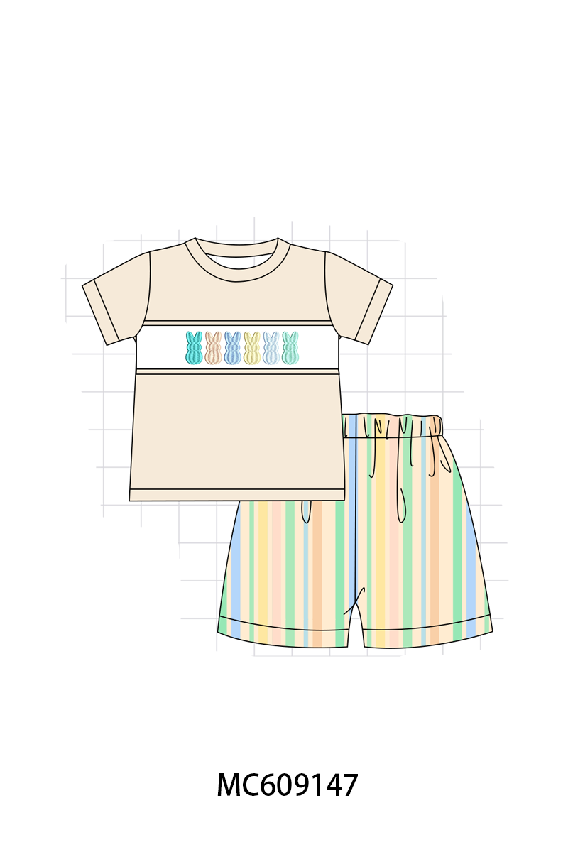 ETA MARCH 2026-po104 Multicolored stripe easter bunny embroidery collection