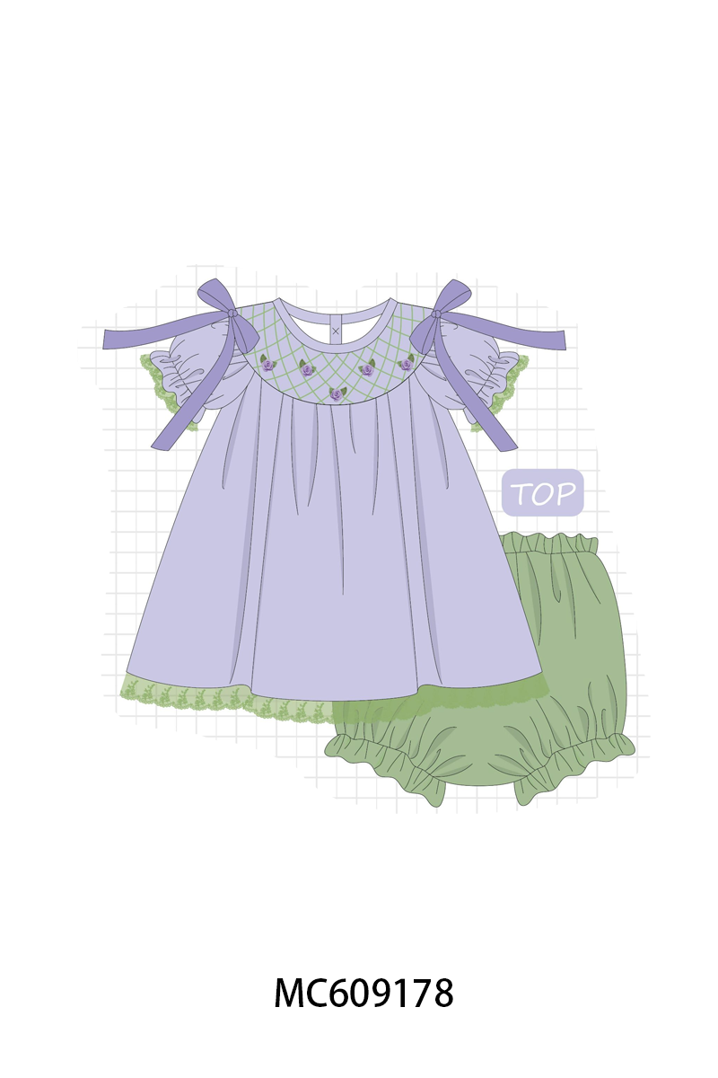 ETA MARCH 2026-po104 Lavender floral smocked ruffle collection