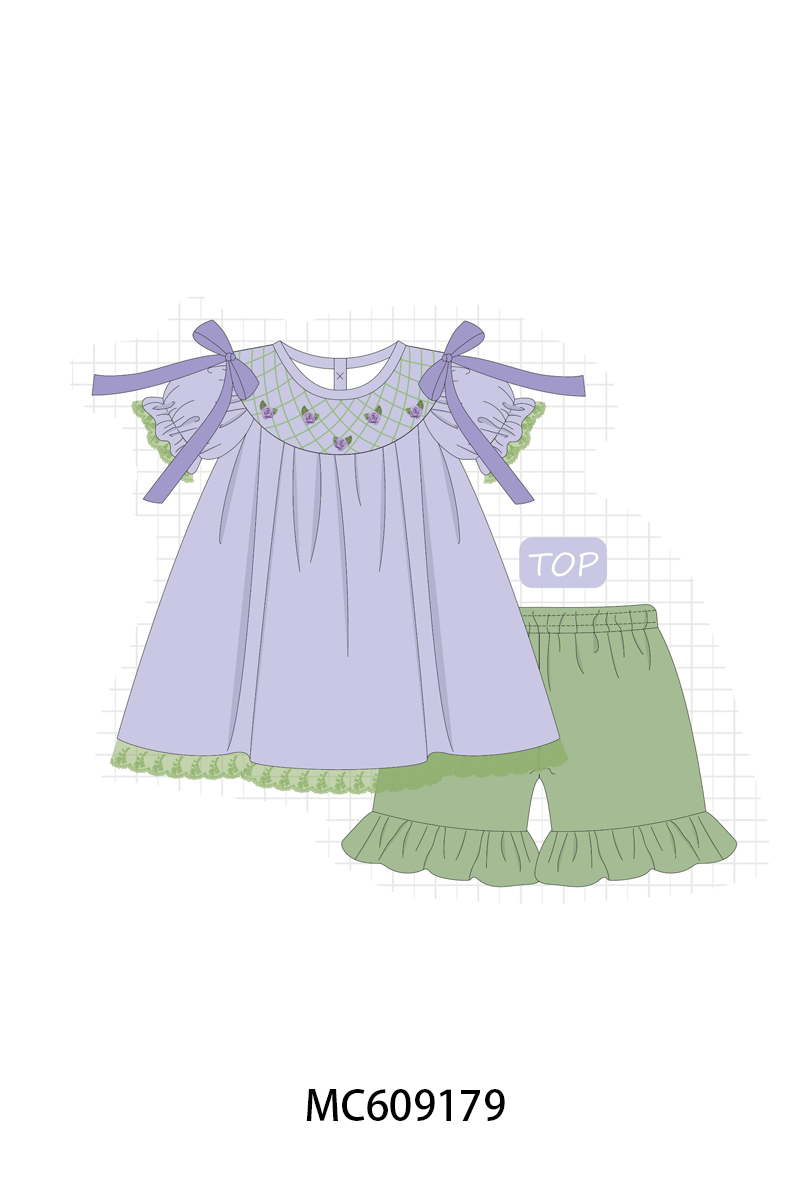 ETA MARCH 2026-po104 Lavender floral smocked ruffle collection