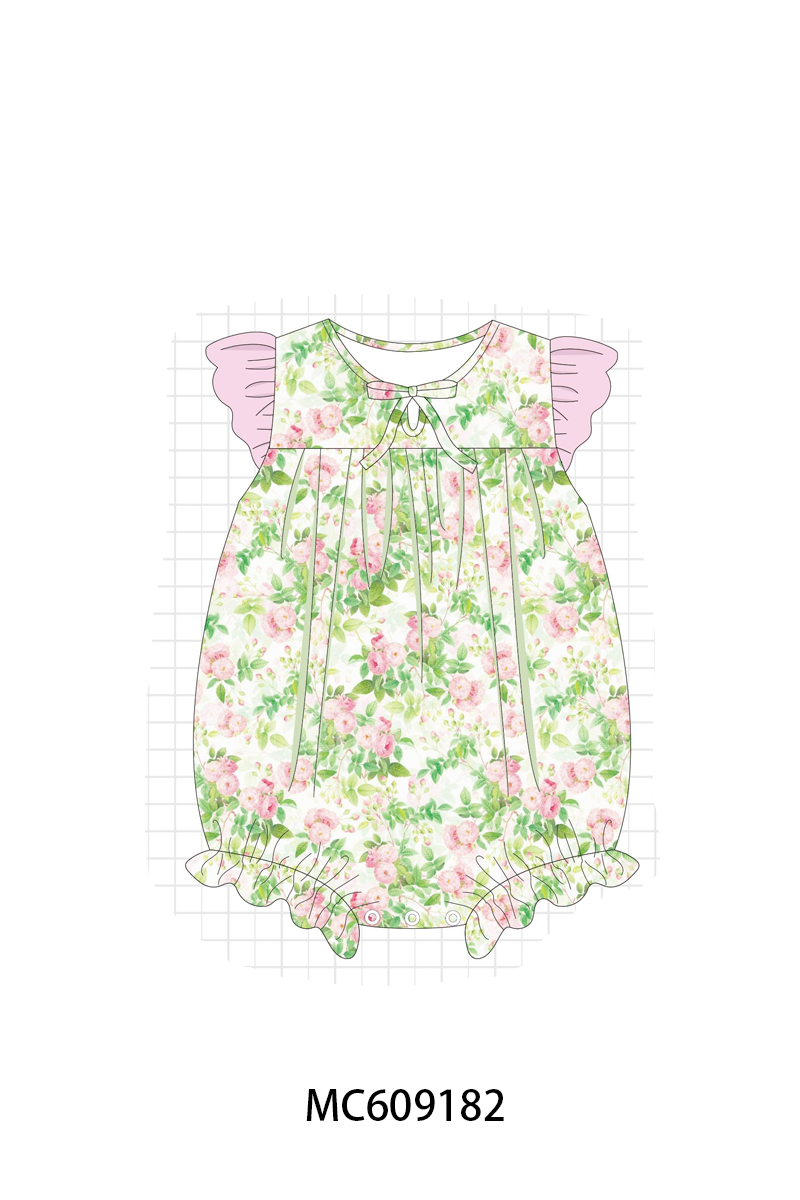 ETA MARCH 2026-po104 Pink&green floral ruffle collection