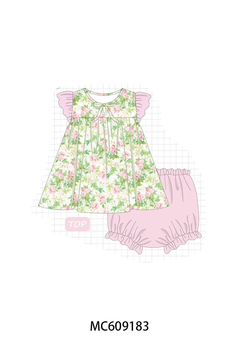 ETA MARCH 2026-po104 Pink&green floral ruffle collection