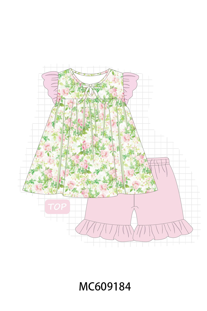ETA MARCH 2026-po104 Pink&green floral ruffle collection