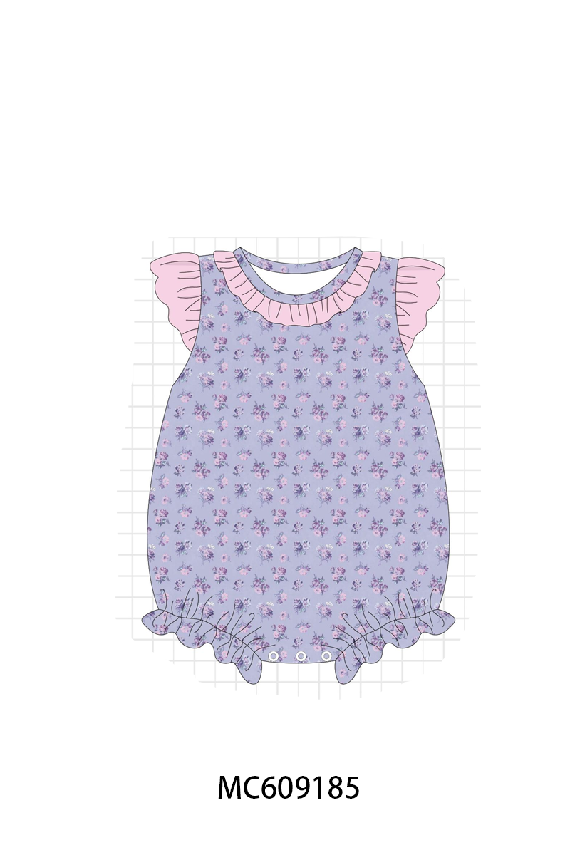 ETA MARCH 2026-po104 Purple floral print ruffle collection