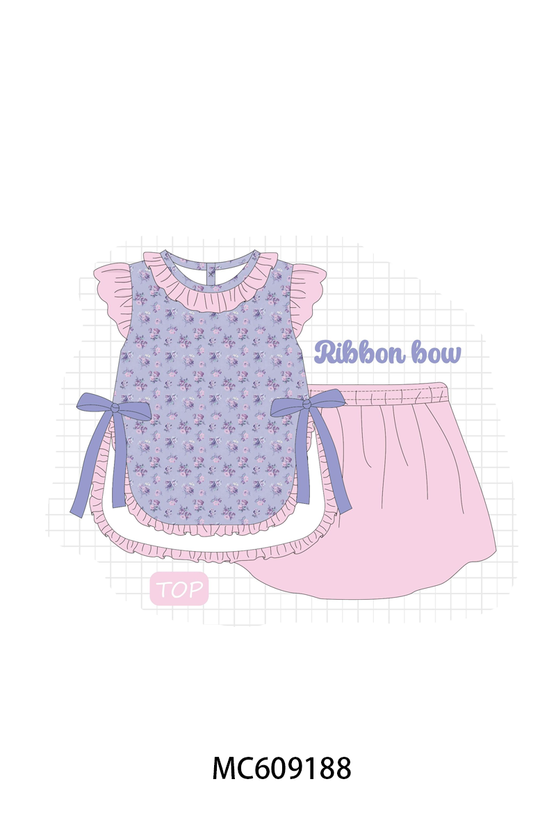 ETA MARCH 2026-po104 Purple floral print ruffle collection
