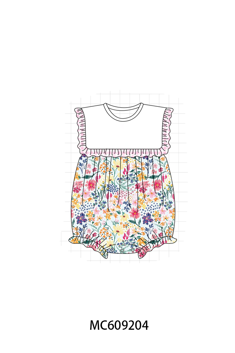 ETA MARCH 2026-po104 Pink meadow floral embroidery ruffle collection