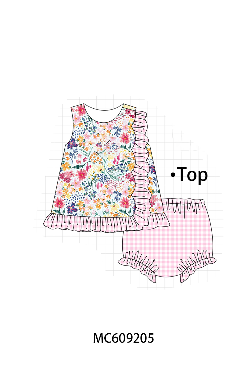 ETA MARCH 2026-po104 Pink meadow floral embroidery ruffle collection