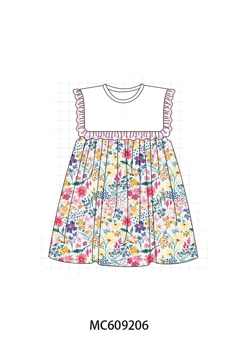 ETA MARCH 2026-po104 Pink meadow floral embroidery ruffle collection