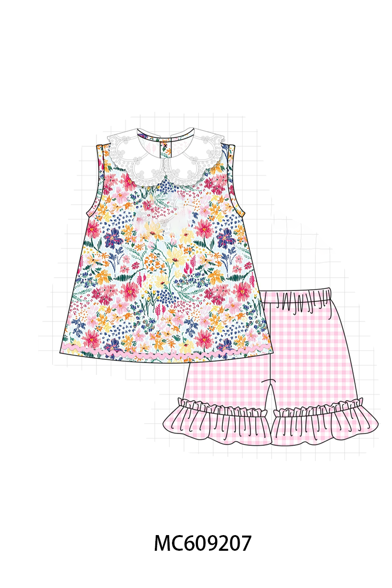 ETA MARCH 2026-po104 Pink meadow floral embroidery ruffle collection