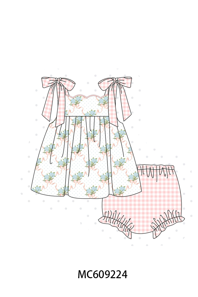 ETA MARCH 2026-po104 Pink bow hydrangea lace gingham collection