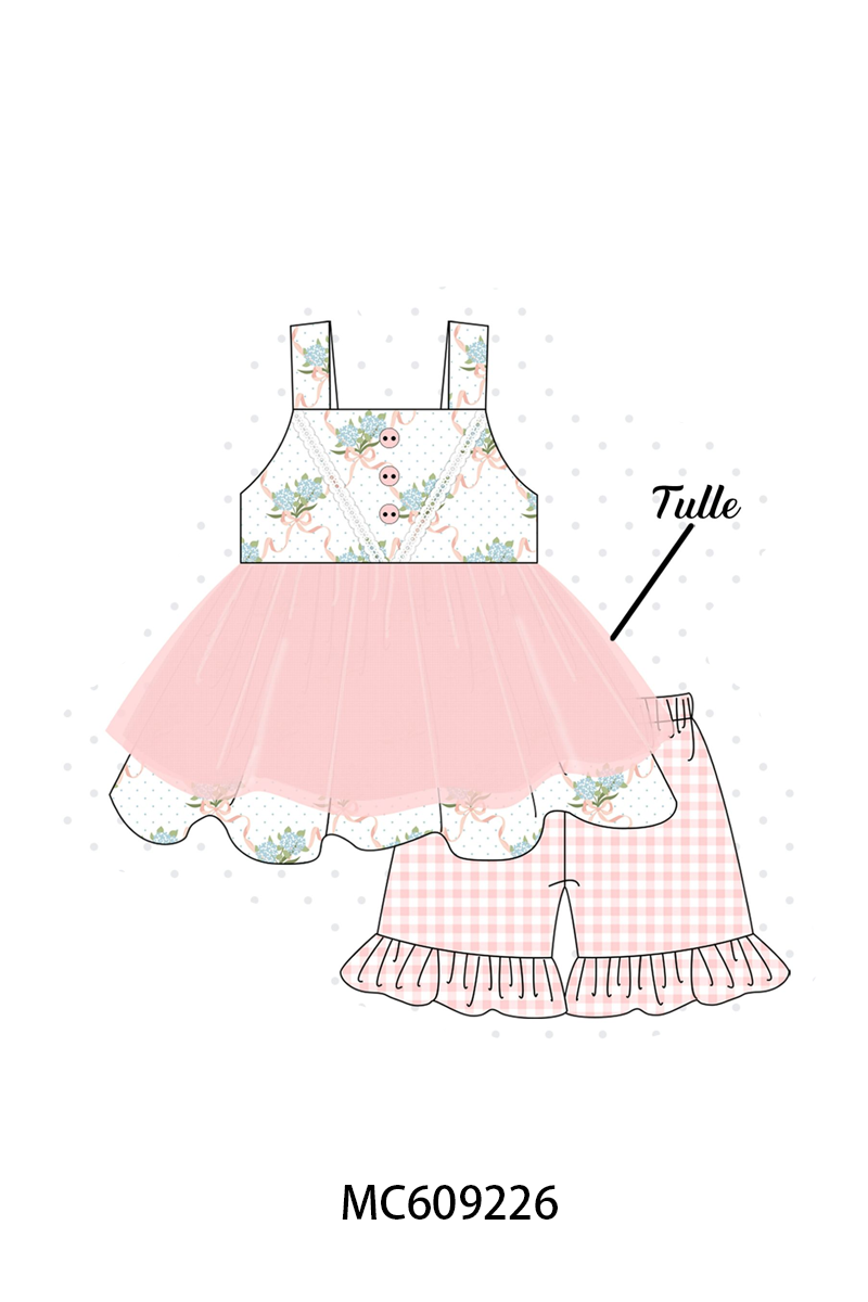 ETA MARCH 2026-po104 Pink bow hydrangea lace gingham collection