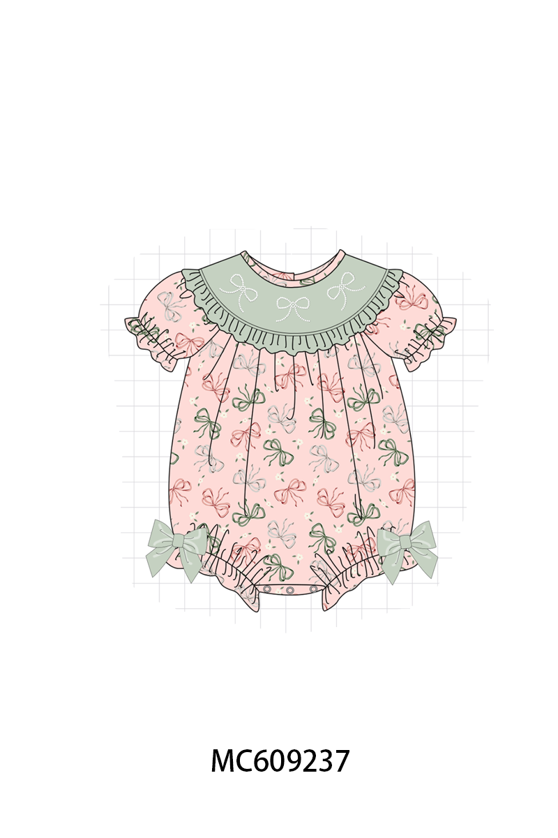 ETA MARCH 2026-po104 Pink beaded bow embroidery ruffle collection