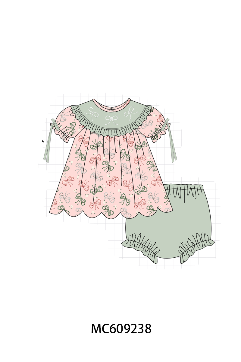 ETA MARCH 2026-po104 Pink beaded bow embroidery ruffle collection
