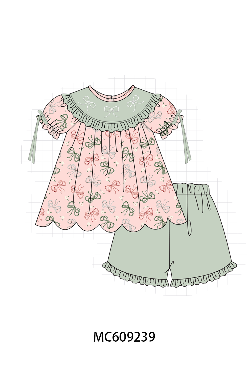 ETA MARCH 2026-po104 Pink beaded bow embroidery ruffle collection
