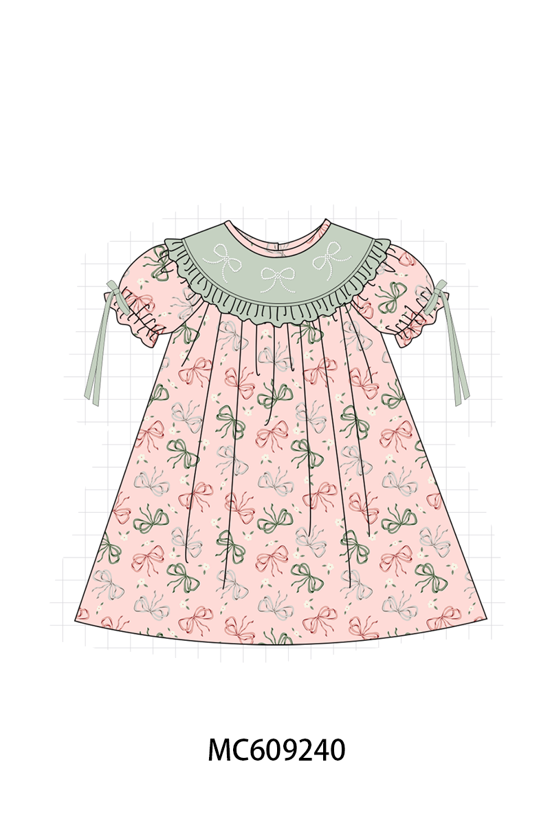 ETA MARCH 2026-po104 Pink beaded bow embroidery ruffle collection